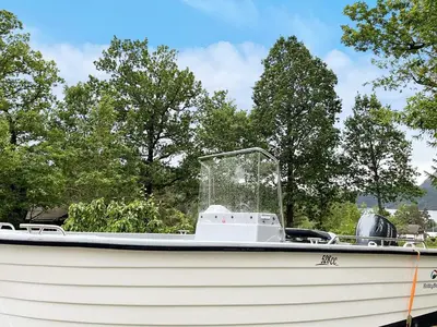 a white boat with a glass dome on it at 4 person holiday home in OMASTRAND-By Traum in Sanddal
