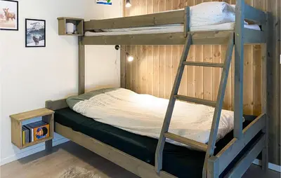 a bunk bed with a ladder in a room at Amazing Home In Nordfjordeid With Wifi in Nordfjordeid