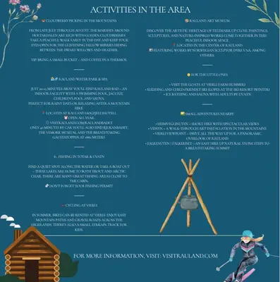 a brochure for a ski resort in the area at Ski-in-out from the door Alpine XC Mountain views in Torvetjørn