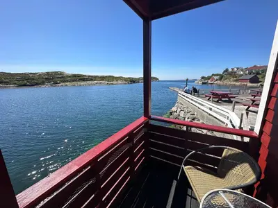a view from the deck of a boat on the water at Nautnes Seaside Apartments A3 in Nautnes