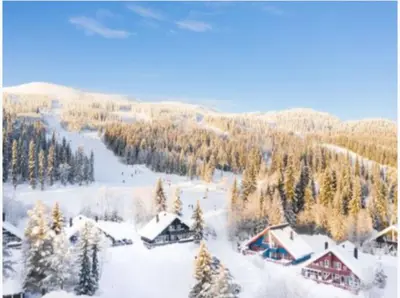 an aerial view of a ski resort in the snow at Trysil Alpin 40A in Trysil