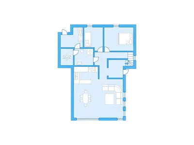a floor plan of a house with furniture at Holiday Home Kaja by Interhome in Vik