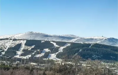 a snow covered mountain with trees and snow covered mountains at Pet Friendly Home In Trysil With Wifi in Trysil