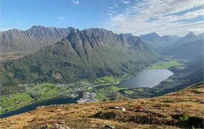 an aerial view of a valley in the mountains at 2 Bedroom Cozy Home In Straumgjerde in Riksem