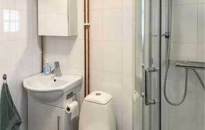 a bathroom with a toilet and a sink and a shower at 3 Bedroom Awesome Home In Bjorli in Bjorli