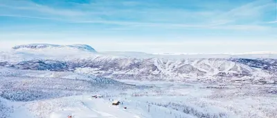 a view of a ski resort in the snow at Hallingstue by Hallstensgaard - Geilo in Geilo