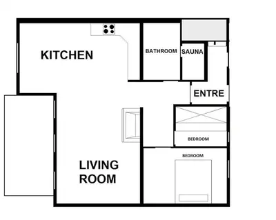 a floor plan of a tiny house at Skarsnuten Fjellandsby 23, Hemsedal, Ski-in/out in Hemsedal