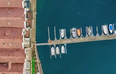 an overhead view of boats parked in a marina at Cozy Apartment In Uggdal With Wifi in Uggdal