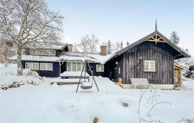 a house in the snow with a swing at 4 Bedroom Nice Home In Vang I Valdres in Vang I Valdres