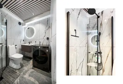 a bathroom with a toilet and a shower at King bed - Behind Bryggen - Renovated des 23 in Bergen