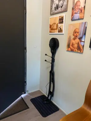 a camera in the corner of a room with pictures on the wall at 2 mannsbolig i Hemsedal sentrum, nær skianlegget - 3 sov og 7 sengeplasser in Hemsedal