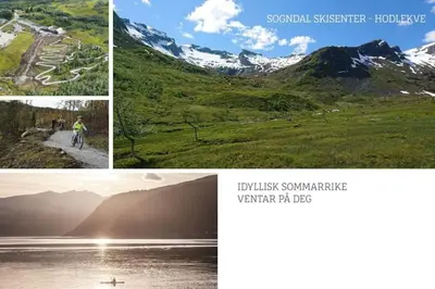 a collage of four pictures of a mountain at Leilighet - Panorama view - Sogndal Skisenter Hodlekve in Sogndal