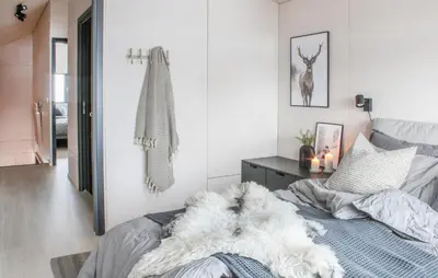 a bedroom with a bed with a blanket on it at Gorgeous Home In Bjorli With Wifi in Bjorli