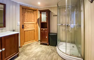 a bathroom with a shower and a sink at Nice Home In Gol With Kitchen in Golsfjellet