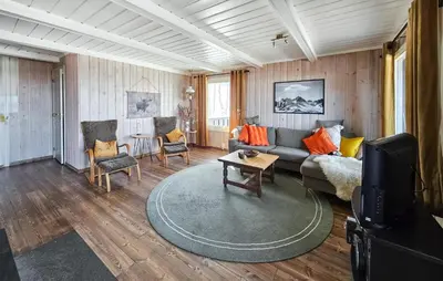 a living room with a couch and a tv at Gorgeous Home In Rjukan With Kitchen in Rjukan