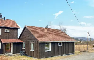 a brown house with a brown roof at Stunning Apartment In Eidsvåg I Romsdal in Toven