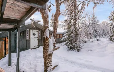a cabin in the woods in the snow at 3 Bedroom Amazing Home In Gol in Gol