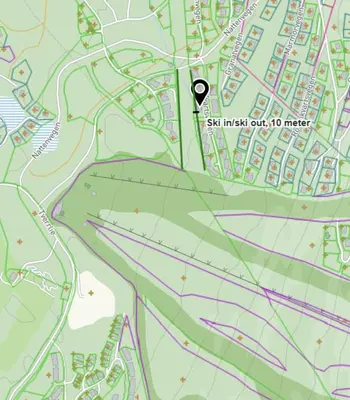 a map with a marker on it at Nesfjellet in Nes i Ådal