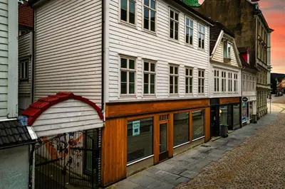 a group of buildings on a city street at Central stay apartment - 303 in Bergen