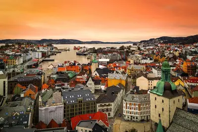 a view of a city with a river and buildings at Central stay apartment - 303 in Bergen