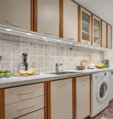a kitchen with a sink and a washing machine at The DreamHouse - inner City Center - Old Town in Bergen