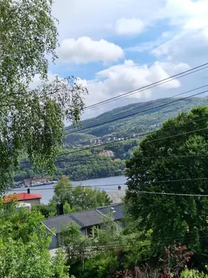 a view of a river from a house at Eidsvåg in Bergen
