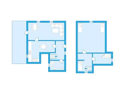 a plan of two floors of a house at Holiday Home Soltun by Interhome in Flygansvær