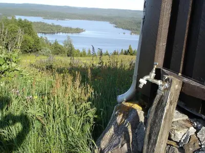 a view of a lake from the outside of a house at Hytte på fjellet, med mange turmuligheter ! in Gol