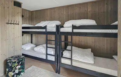 a bunk bed room with four bunk beds in it at Amazing Apartment In Hemsedal With Wifi in Hemsedal