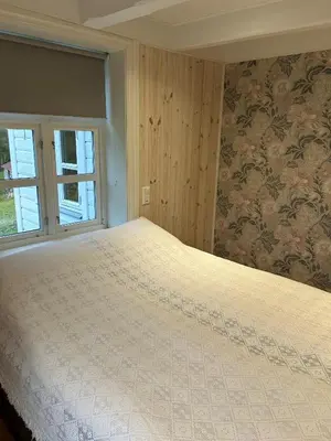 a bedroom with a bed and a window at Jostedal Lodge in Jostedal