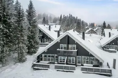 an aerial view of a house in the snow at Hytte med sentral beliggenhet in Trysil