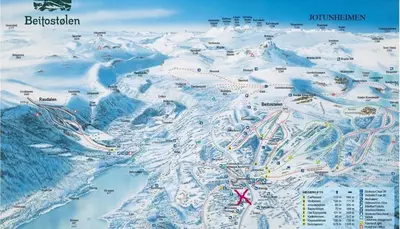 a map of a ski resort in the snow at Fjellparken 351 in Beitostøl