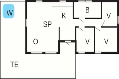a block diagram of a house with the letters w and v at 6 person holiday home in Storfosna-By Traum in Sletta