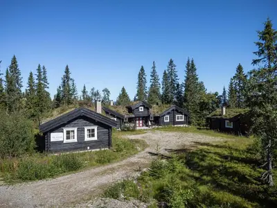 a group of houses with grass roofs in a field at Trysilfjellet Nord 356 A and B in Trysil