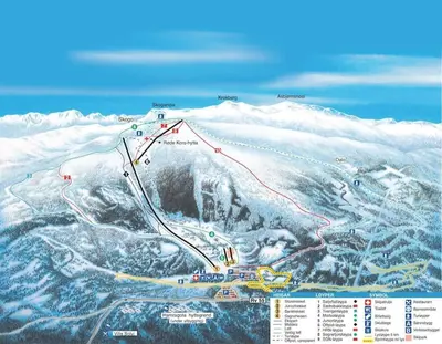 a map of a ski resort in the snow at Ny koselig hytte ved Sogn skisenter in Hafslo