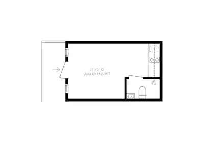 a floor plan of a small apartment at Dinbnb Apartments I Explore Bergen! I 650m To Bryggen I Easy Check-in in Bergen