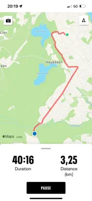 a map with a red line on it at House close to World cup Trondheim 2025 in Trondheim