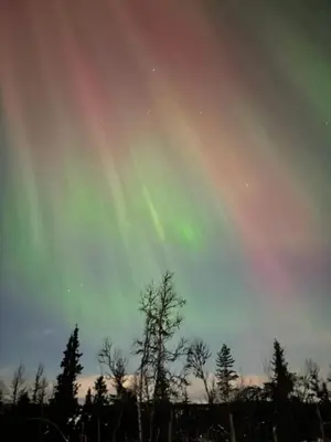 an image of a rainbow in the sky with trees at NEUE Fjellhytte in Etnedal