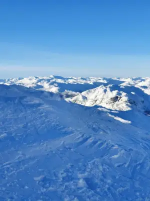 an aerial view of snow covered mountains at Spacious apartment near Hemsedal ski resort in Hemsedal