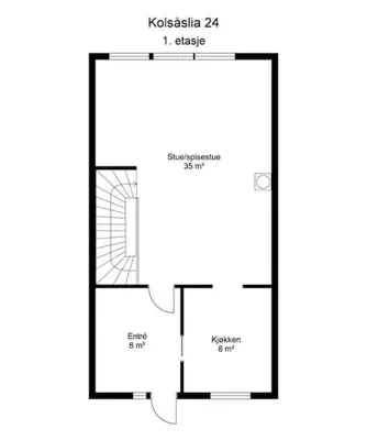 a floor plan of a small house at Koselig familiebolig Granåsen in Trondheim