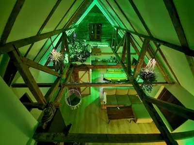 an overhead view of a living room in a house at OAH 1870 Oldest Alesund House in Ålesund