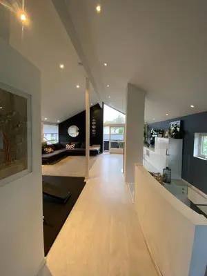 a hallway of a house with a living room at Hus ski VM 2025 in Trondheim