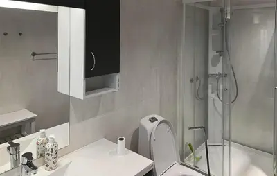 a bathroom with a toilet and a sink and a shower at Amazing Home In Oppdal in Oppdal