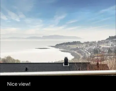 a view of a view of the water from a building at Eget rom og bad med delt kjøkken, 15 minutter fra Trondheim in Malvik