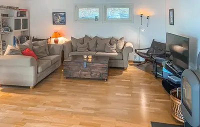 a living room with a couch and a tv at 4 Bedroom Awesome Home In Luster in Luster