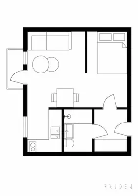 a black and white floor plan of a house at Ultra central flat with balcony in Bergen