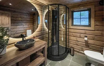 a bathroom with a shower and a sink at Amazing Home In Koppang in Koppang