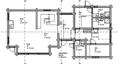 a schematic diagram of a house at Large Log Cabin, Ski Fun Near Dagali in Dagali