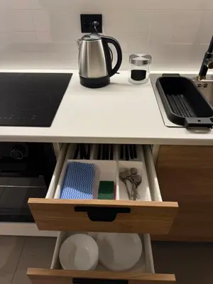 a table with a coffee pot on top of it at FjordView in Stranda