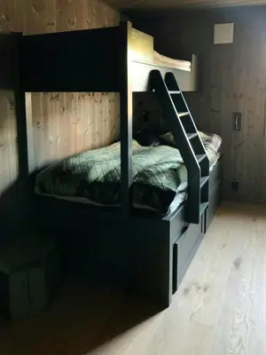 a bunk bed with a ladder in a room at Ski-In Ski-Out Apartment In Trysil in Trysil